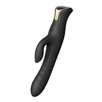 Stotende en Verwarmende Rabbit Vibrator Mose - Zwart