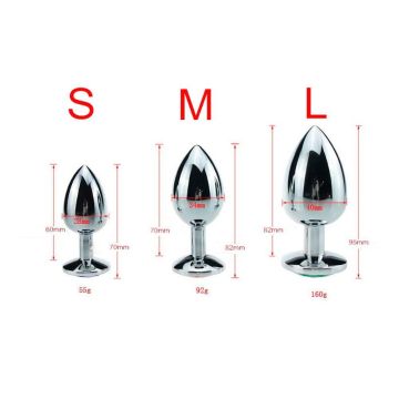 Kiotos Buttplug Aluminium met Roze Siersteen - Medium