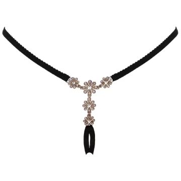 Cottelli Collection Kruisloze Juwelen String - Zwart