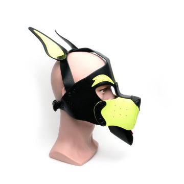 Puppy Play Masker 665 Leather - Zwart/Geel