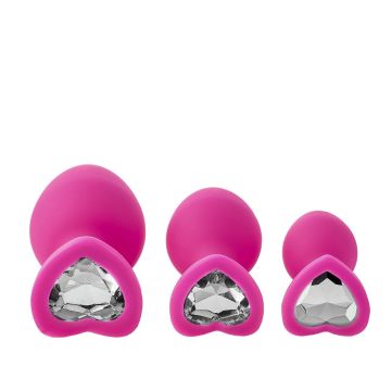 Buttplug Set met Hart Siersteen - Roze
