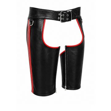 MisterMitch Leren Chaps - Zwart/Rood