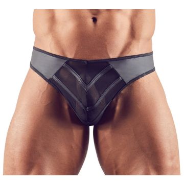 Kunstleren String Met Netstof - Zwart