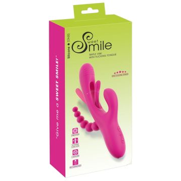 Drievoudige vibrator met flikkerende tong