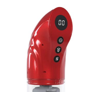 Pumped Roterende en Stotende Masturbator Penispomp Rood - StrokeMate