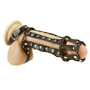 Leren Cock cage met spijkers naar binnen S/M - Rimba