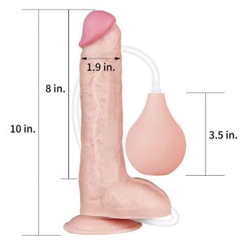 Spuitende Realistische Dildo met Knijpbal