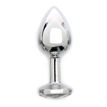 Rimba - Sofia Metalen Buttplug met Transparante Steen
