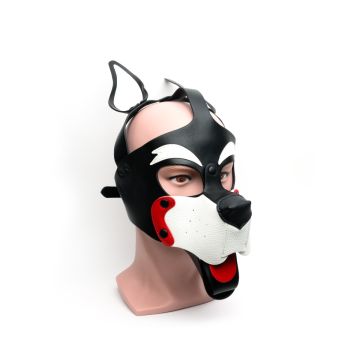 Puppy Play Masker 665 Leather - Zwart/Wit/Rood