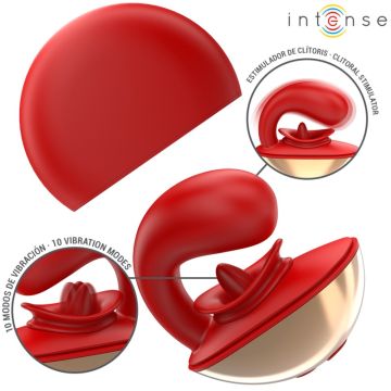 Intense U-Vormige Vibrator met Clitoris Stimulator Mariah - Rood