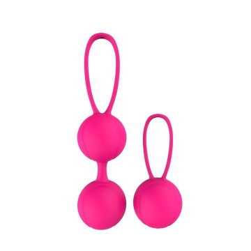 Duo Set Vagina Ballen met Roterende Binnenballen - Roze