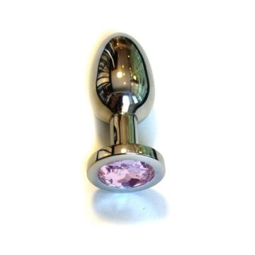 RVS Buttplug met Roze Juweel