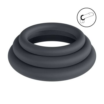 Silicone Cockring Set van 3 XS/S/M - Zwart