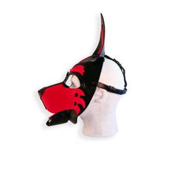 Vegan Pup Hood Masker Zwart/Rood - Brutus