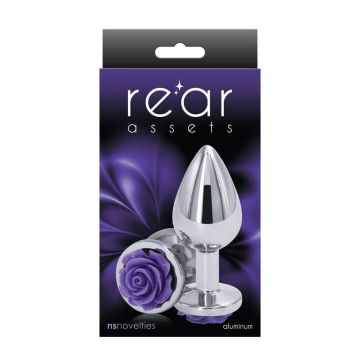 Buttplug met Paarse Roos - M