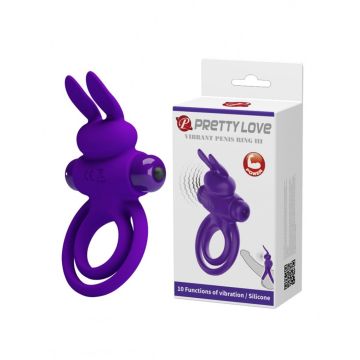 Vibrerende Cockring Pretty Love Bunny Ears - Paars