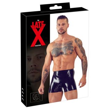 Latex broek met peniskoker en anaal condoom