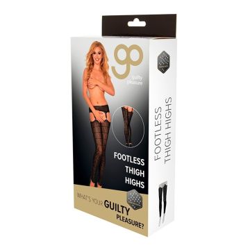 GP Datex Printed Footless Thigh Highs - Zwart