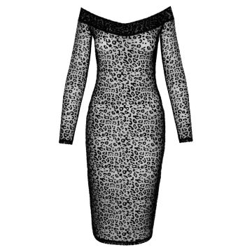 Noir Handmade Carmen Leo-Look Jurk - Zwart
