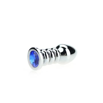 Geribbelde Buttplug Met Siersteen