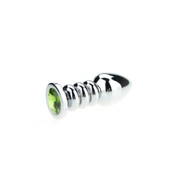 Geribbelde Buttplug Met Siersteen