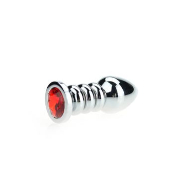 Geribbelde Buttplug Met Siersteen