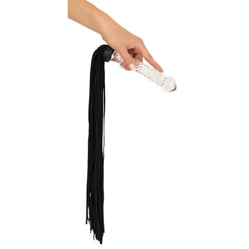 Leren Flogger met Glazen Dildo Handvat
