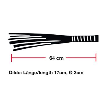 Leren Flogger met Glazen Dildo Handvat